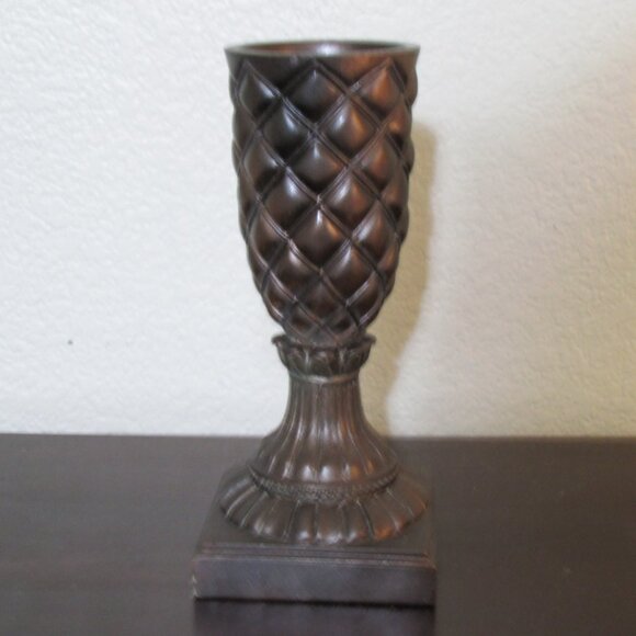 Heavy Bronze Finish Candleholder Vase - Picture 2 of 4